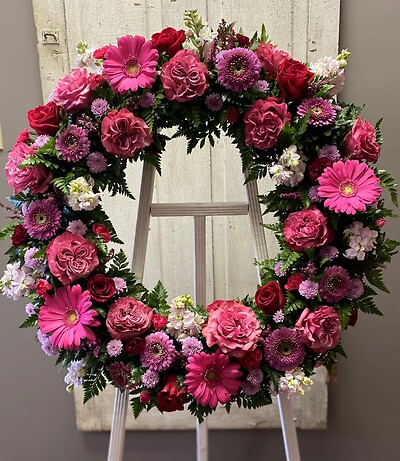 Bright Pink and Purple Large Standing Wreath
